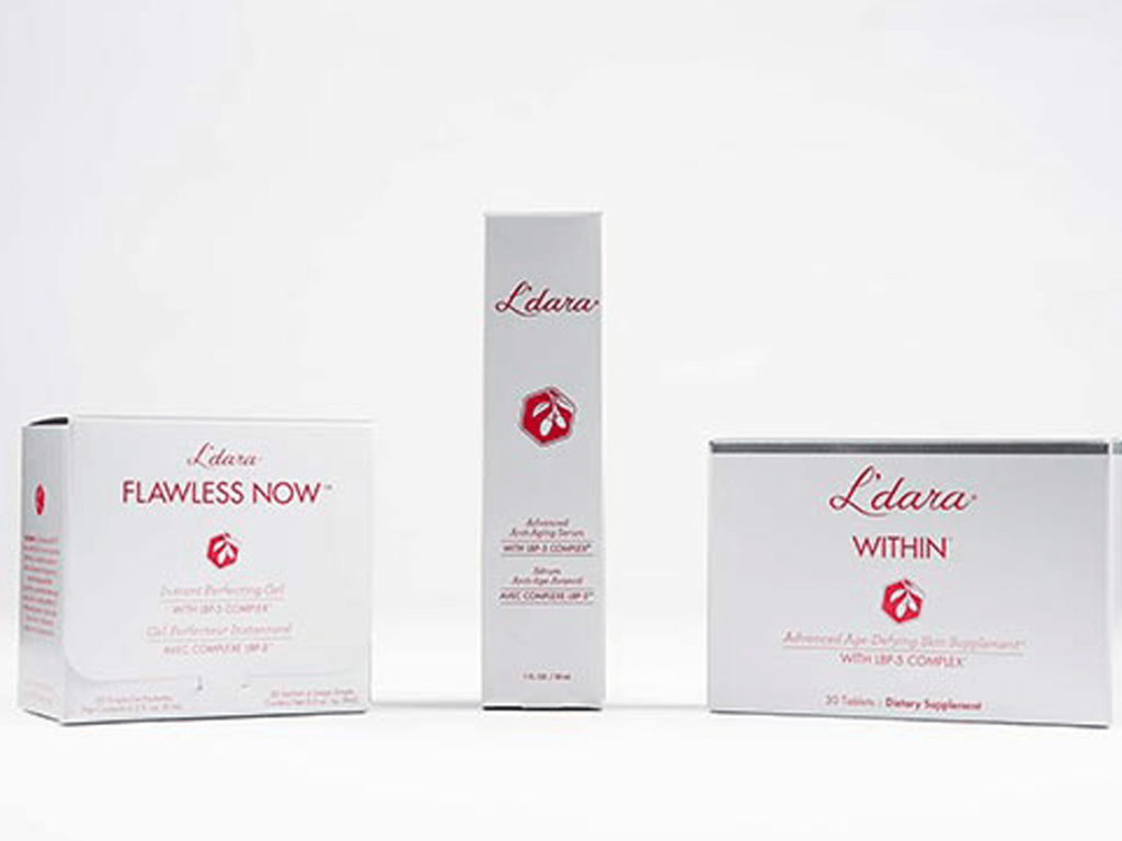 Ldara products in three different white packages