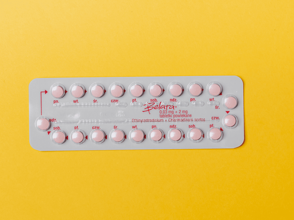 Blister packaging with pink pills inside each plastic shell