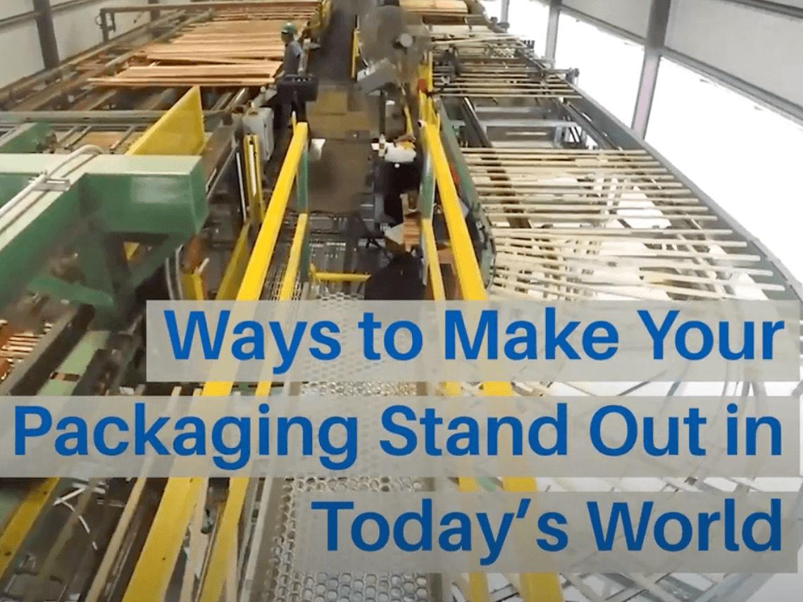 An interior shot of the inside of a packaging warehouse with the caption "Ways to Make Your Packaging Stand Out in Today's World"