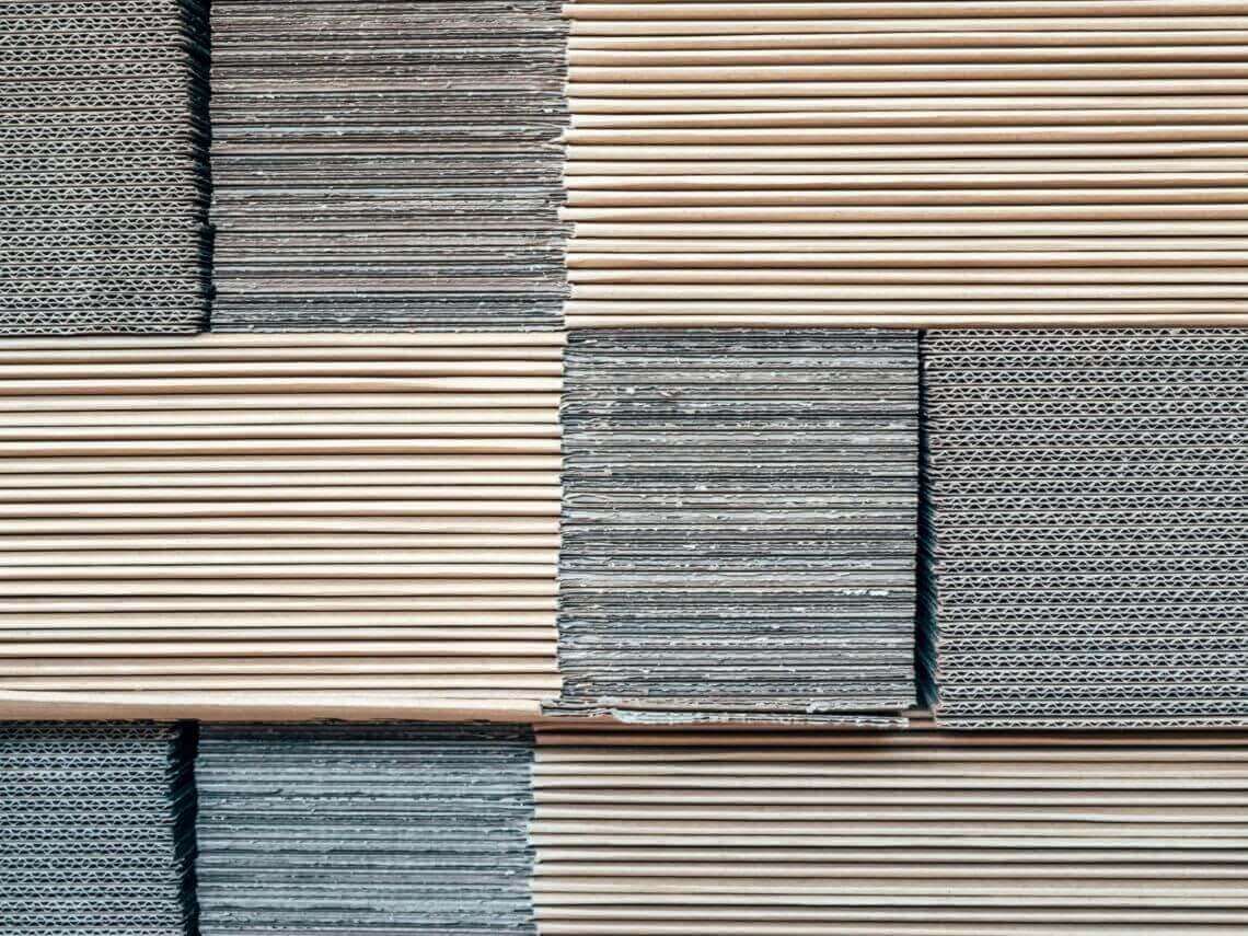 Stacks of Corrugated boxes showing a selection of packaging materials