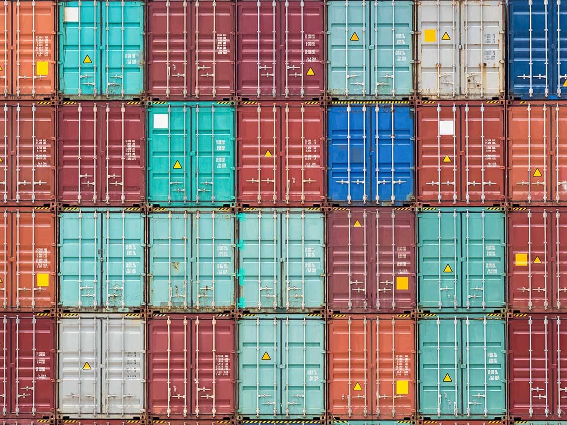 A wall of freight during the supply chain crisis